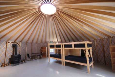 Inside the yurts